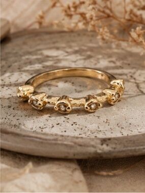 Gold Crystal Band Ring | Edgy Boho Statement